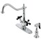 Kingston Brass KS1231PKXBS 8" Centerset Deck Mnt Kitchen Faucet W/Brass Sprayer, Chrm KS1231PKXBS - alternate 1